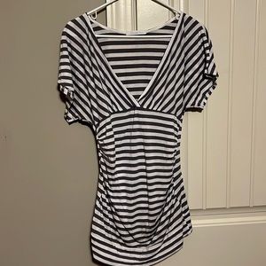 Gray and white stripped top